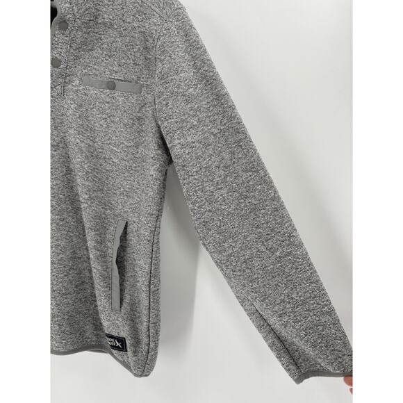 Eddie Bauer Pullover Sweater Mens Small Gray Snap Buttons Front Pocket Logo Knit - Picture 2 of 16